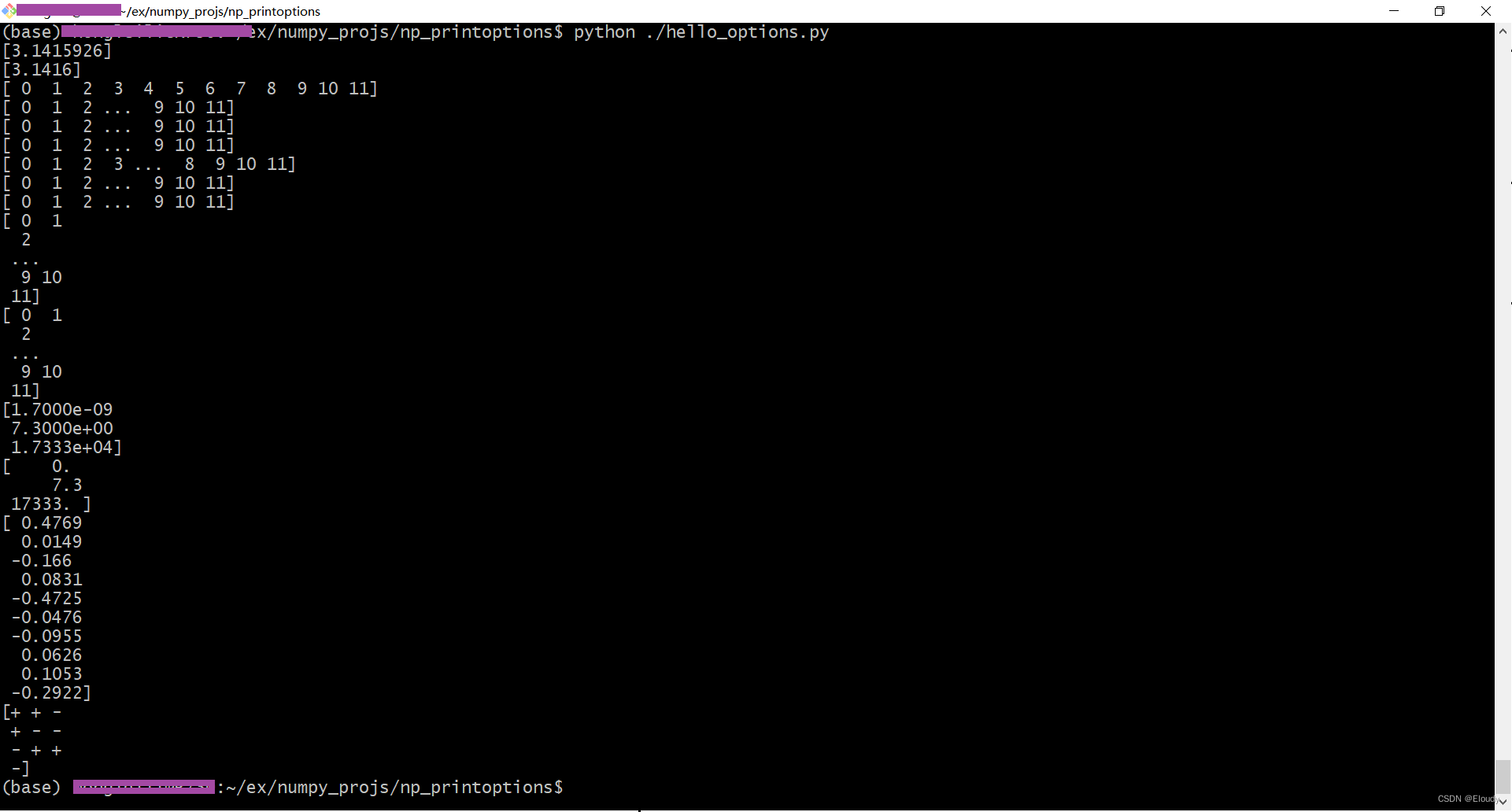 python numpy 的输出控制
