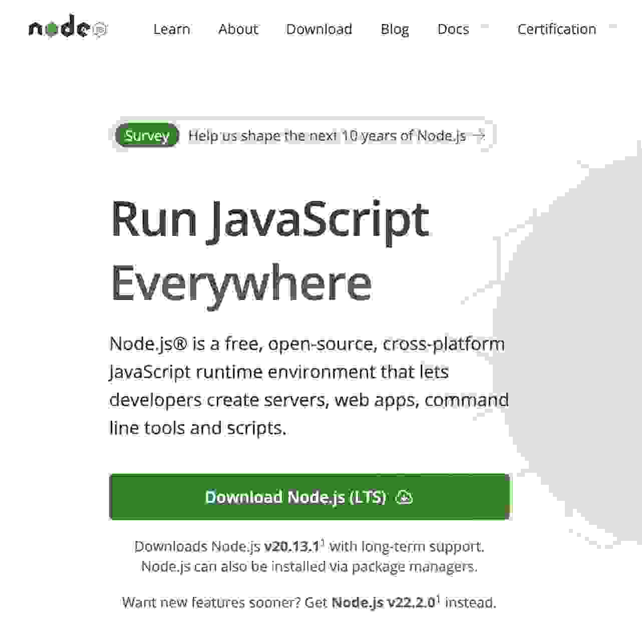 Node.js下载页面