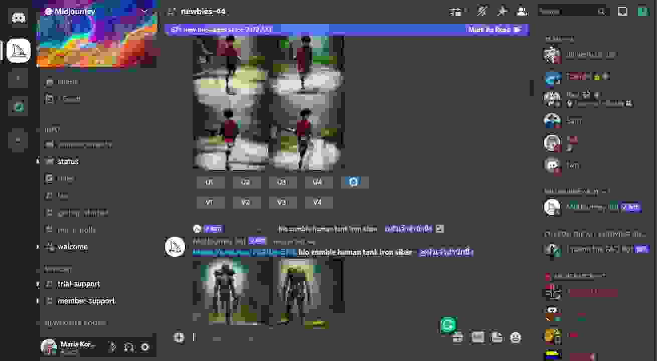 midjourney working interface