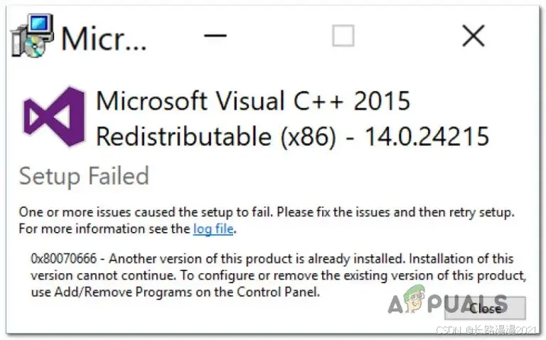 Microsoft Visual C++ 安装失败 0x80070666